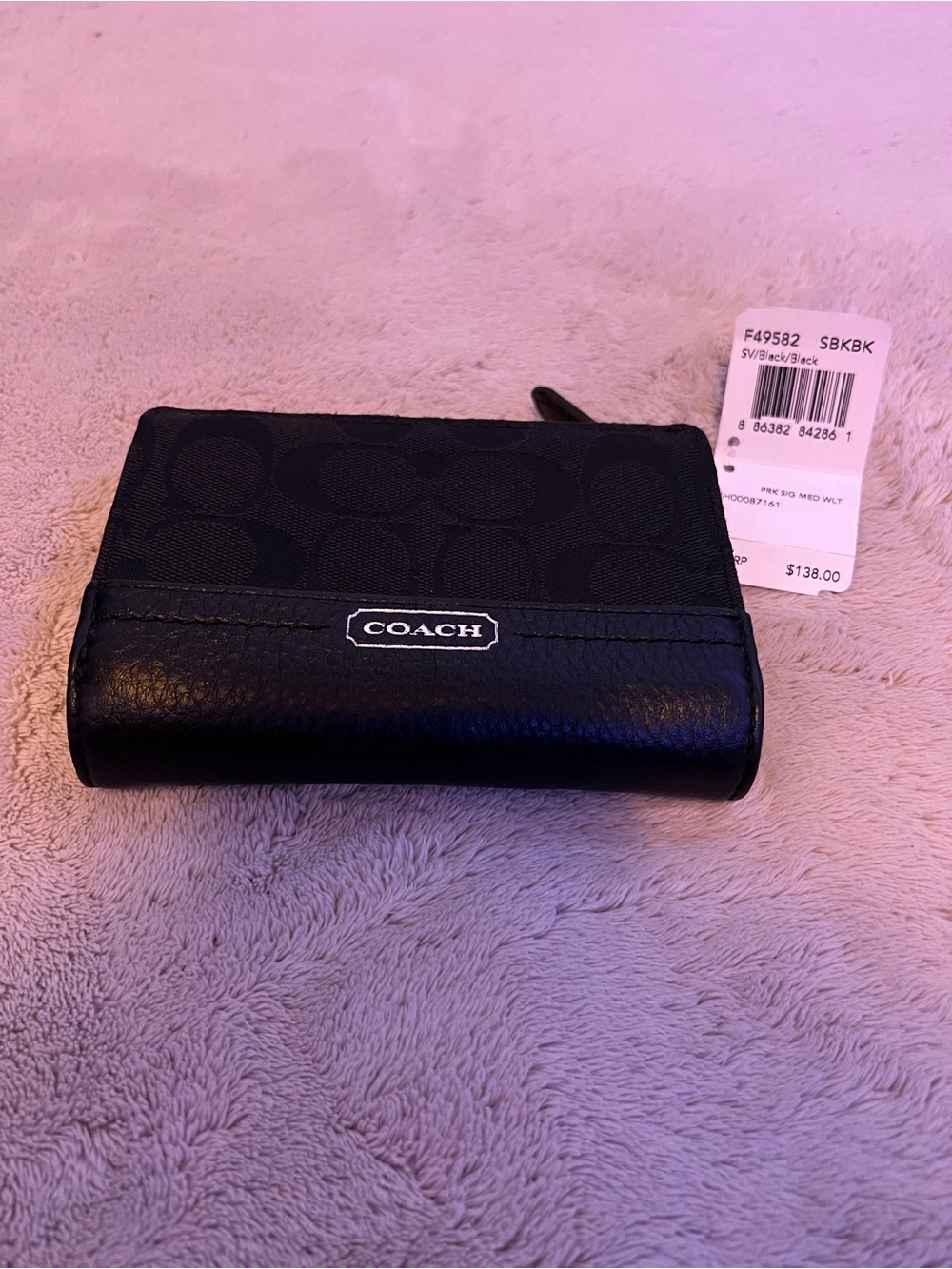 Coach Black Signature Canvas & Leather Key Card Holder
